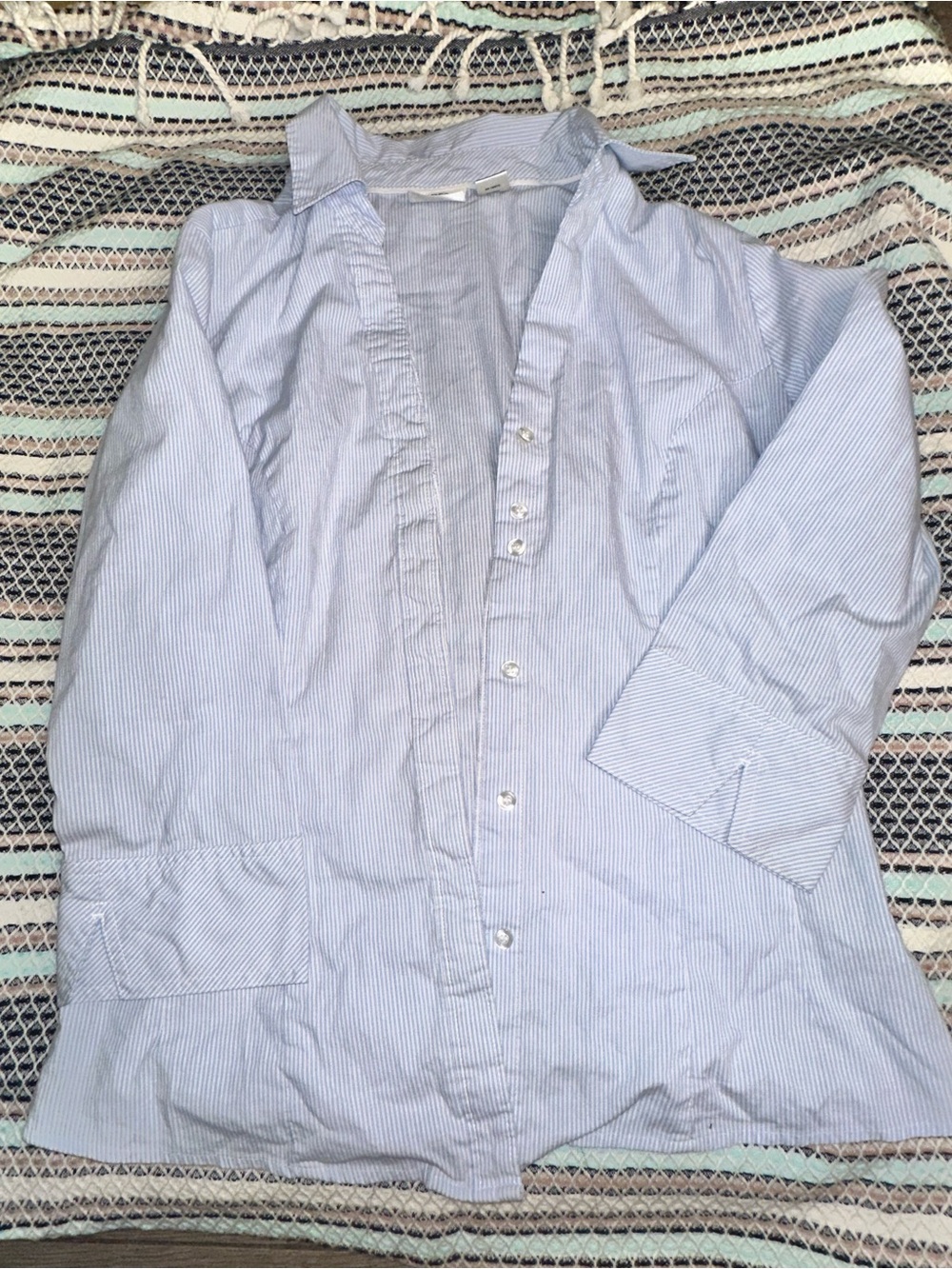 Lee Riders Light Blue Pinstripe Collared Shirt